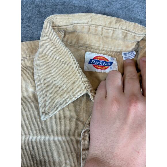 VINTAGE 90s Dickies Shirt Mens Large Brown Corduroy Retro Workwear Overshirt - Picture 6 of 6